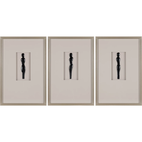 Tres Silhouettes Wall Art in Black Free Form Resin & Taupe (Set of 3)