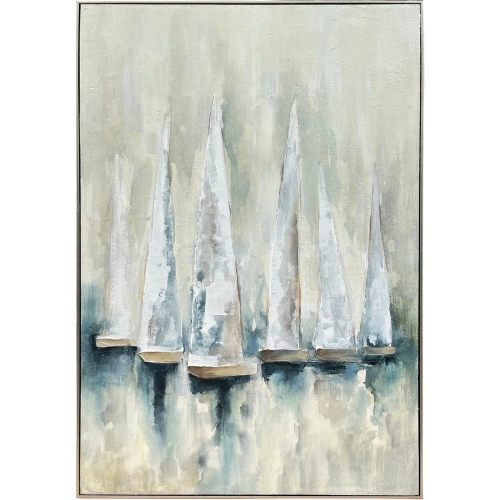 Stowe Sailboats Canvas Painting Wall Art in Blue & White