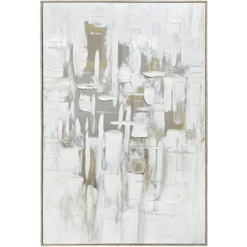 Peacham Abstract Canvas Painting in White, Taupe & Gray