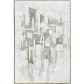 Peacham Abstract Canvas Painting in White, Taupe & Gray