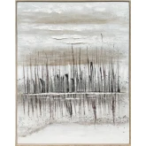 White Landscapes Canvas Painting Wall Art in Gray, Taupe & White