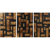Belle Meade Wall Art in Mappa Burl Look & Black Geometrics (Set of 3)