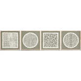 Lillian Wall Art in Off White Paper & Sage Green Wood (Set of 4)
