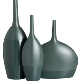 Emerald Bay Vase in Matte & High Gloss Green Ceramic (Set of 3)