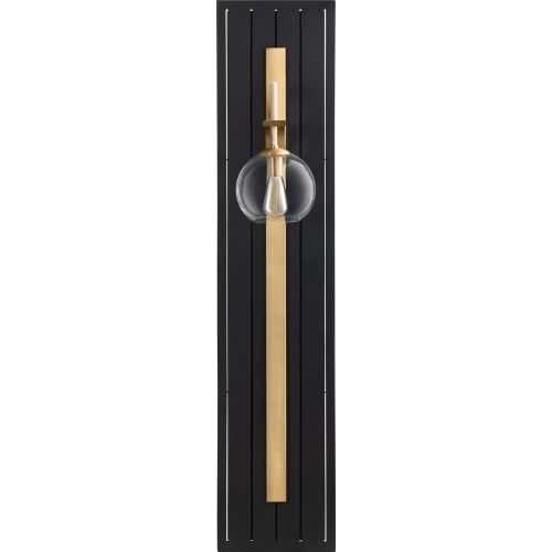 Dixon 56"H Wall Sconce in Black MDF, Brass, Rope & Clear Glass Globe (Set of 2)