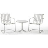 Gracie 3 Piece Outdoor Chairs& Side Table Set in Alabaster White