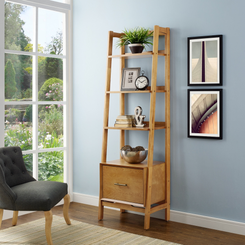 Landon Small Etagere Bookcase in Acorn Finish