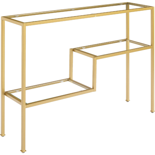 Sloane Console Table in Gold Steel & Tempered Glass