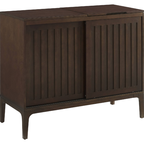 Asher Record Storage Media Console Table Cabinet in Dark Brown Wood