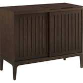 Asher Record Storage Media Console Table Cabinet in Dark Brown Wood