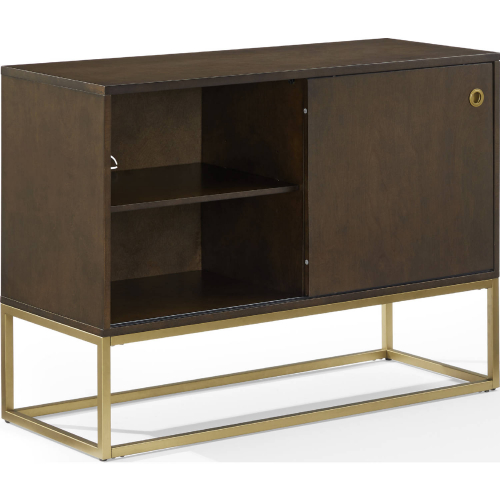 Byron Media Console Dark Brown & Gold Metal
