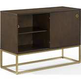 Byron Media Console Dark Brown & Gold Metal