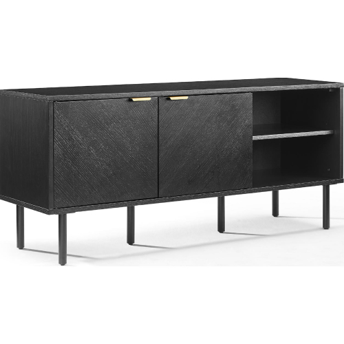 Brody Record Storage Sideboard in Black Finish Wood