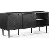 Brody Record Storage Sideboard in Black Finish Wood