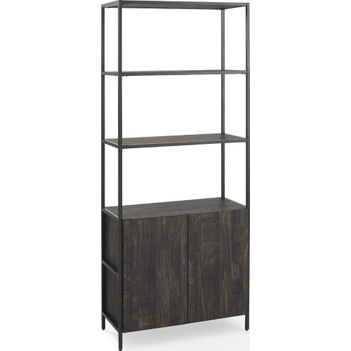 Jacobsen Etagere Bookcase in Brown Ash & Matte Black Metal