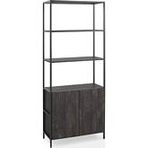 Jacobsen Etagere Bookcase in Brown Ash & Matte Black Metal