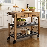 Roots Rack Industrial Kitchen Cart in Natural Wood Finish & Black Metal