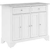 Avery Kitchen Island Cart in Distressed White & White Faux Marble