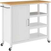 Tristan Open Kitchen Island Cart in White Finish with Natural Wood Top