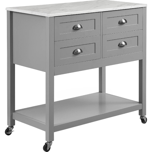Connell Kitchen Island Cart in Gray & White Faux Marble