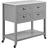 Connell Kitchen Island Cart in Gray & White Faux Marble