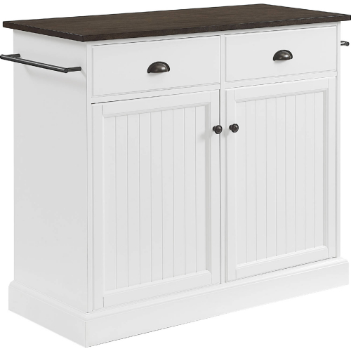 Shoreline Kitchen Island in White & Dark Brown Finish