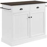 Shoreline Kitchen Island in White & Dark Brown Finish