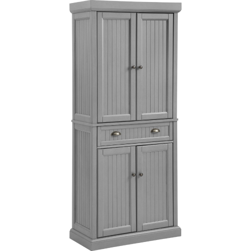 Seaside Kitchen Pantry Cabinet in Distressed Gray Finish