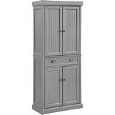 Seaside Kitchen Pantry Cabinet in Distressed Gray Finish