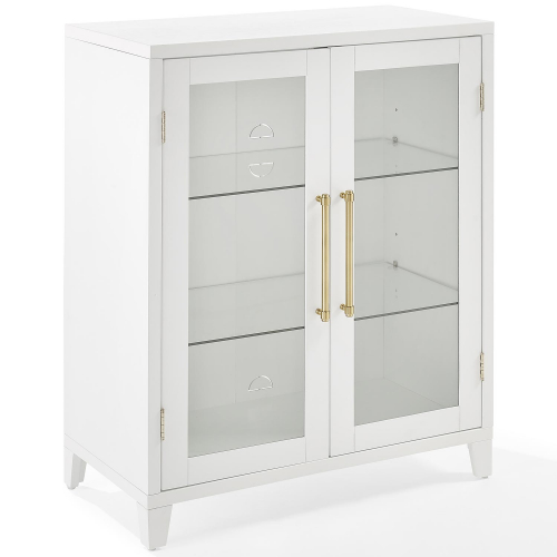 Roarke Stackable Glass Door Kitchen Pantry Storage Cabinet White