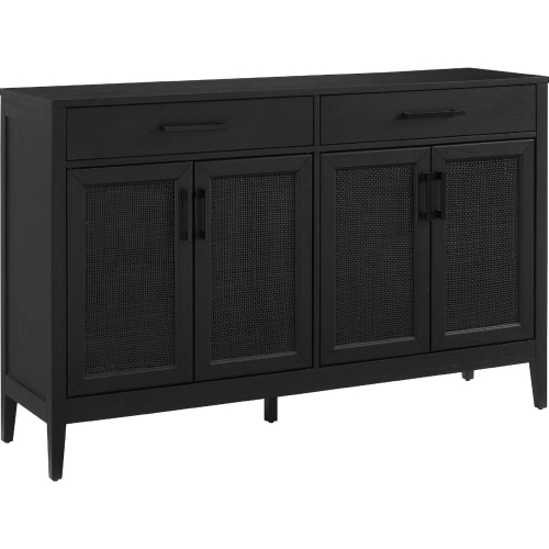 Milo Sideboard in Black Finish & PE Rattan Mesh