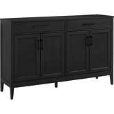 Milo Sideboard in Black Finish & PE Rattan Mesh