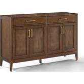 Milo Sideboard in Dark Brown Finish Wood & Poly Rattan