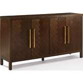 Darcy Sideboard in Herringbone Dark Brown Finish & Brushed Gold