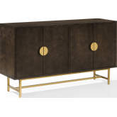 Blair Sideboard in Dark Brown Wood & Gold Metal