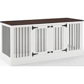 Winslow Credenza Pet Crate in White & Dark Brown Finish
