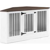 Winslow Corner Credenza Dog Crate in White & Dark Brown
