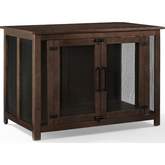 Dane Credenza Dog Crate in Brown Finish Wood & Black Metal