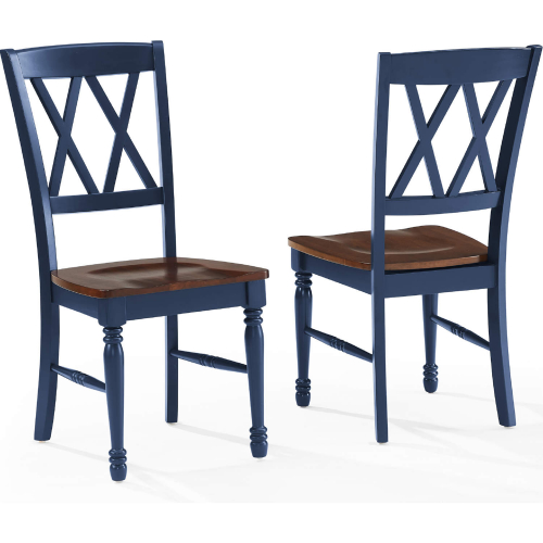 Shelby Dining Chair in Navy & Cherry Finish (Set of 2)