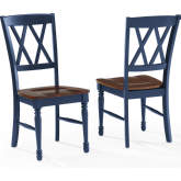 Shelby Dining Chair in Navy & Cherry Finish (Set of 2)