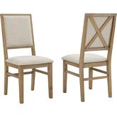 Joanna Dining Chair in Rustic Brown & Creme Fabric (Set of 2)