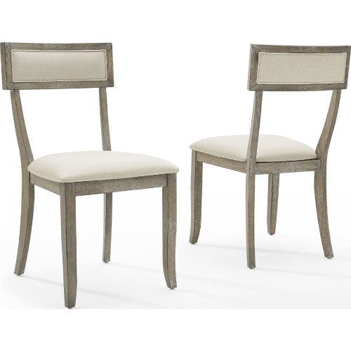 Alessia Dining Chair in Graywash Wood & Cream Fabric (Set of 2)