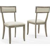 Alessia Dining Chair in Graywash Wood & Cream Fabric (Set of 2)