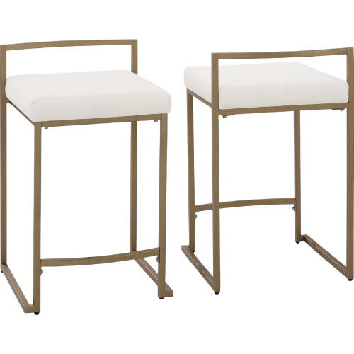 Harlowe Counter Stool in Cream Velvet & Gold Steel (Set of 2)
