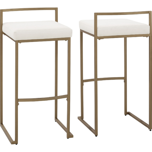 Harlowe Bar Stool in Cream Velvet & Gold Steel (Set of 2)
