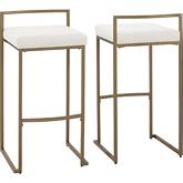 Harlowe Bar Stool in Cream Velvet & Gold Steel (Set of 2)