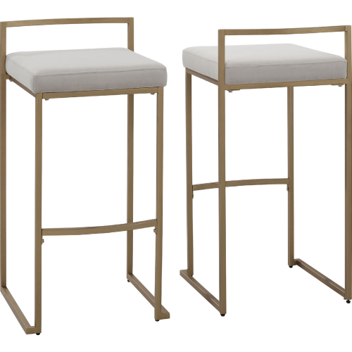 Harlowe Bar Stool in Gray Velvet & Gold Steel (Set of 2)