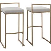 Harlowe Bar Stool in Gray Velvet & Gold Steel (Set of 2)