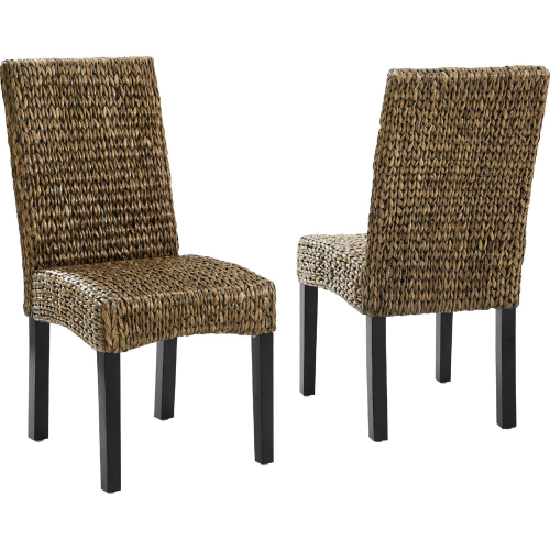 Edgewater Dining Chair Set in Seagrass & Brown Wood (Set of 2)