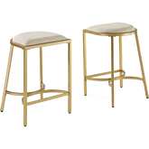 Ellery Counter Stool in Oatmeal Fabric & Gold Metal (Set of 2)
